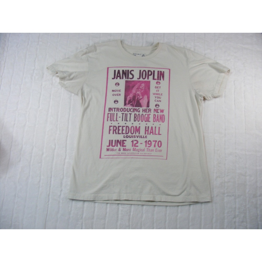 Janis Joplin Graphic T-Shirt Womens Large Cream Excellent 1970 Concert Poster